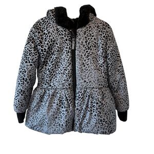 Rothschild Black and Gray Leopard Print Girls‎ Puffer Jacket Size 5/6